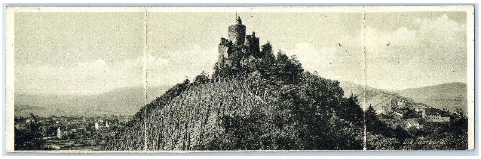 1918 Die Saarburg Rhineland-Palatinate Germany Panorama Fold Out Postcard