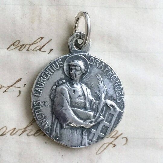 St Lawrence and St Michael Medal  - Sterling Silver Replica