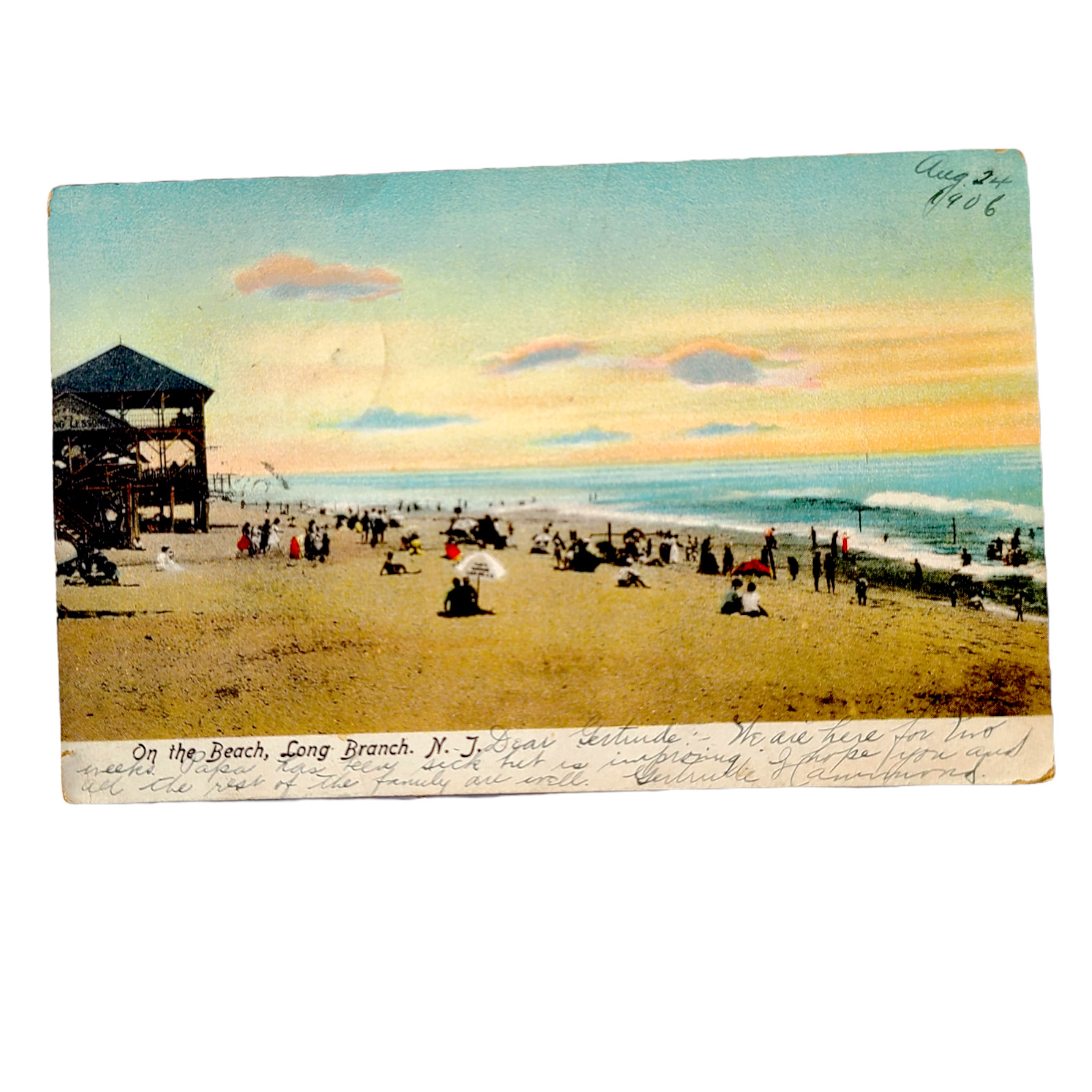 1906 On the Beach LONG BRANCH NJ Postcard Vintage