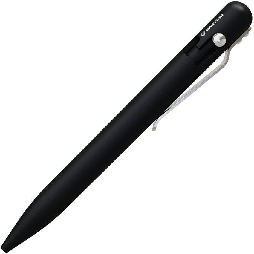 Bastion EDC Black 6061-T6 Aluminum Bolt Action Writing Pen w/ Pocket Clip 