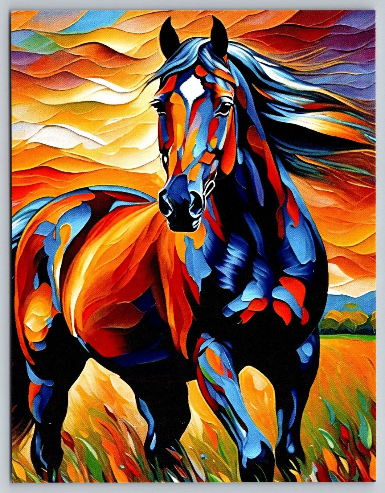 Art Postcard Painterly Horse at Sunset A15