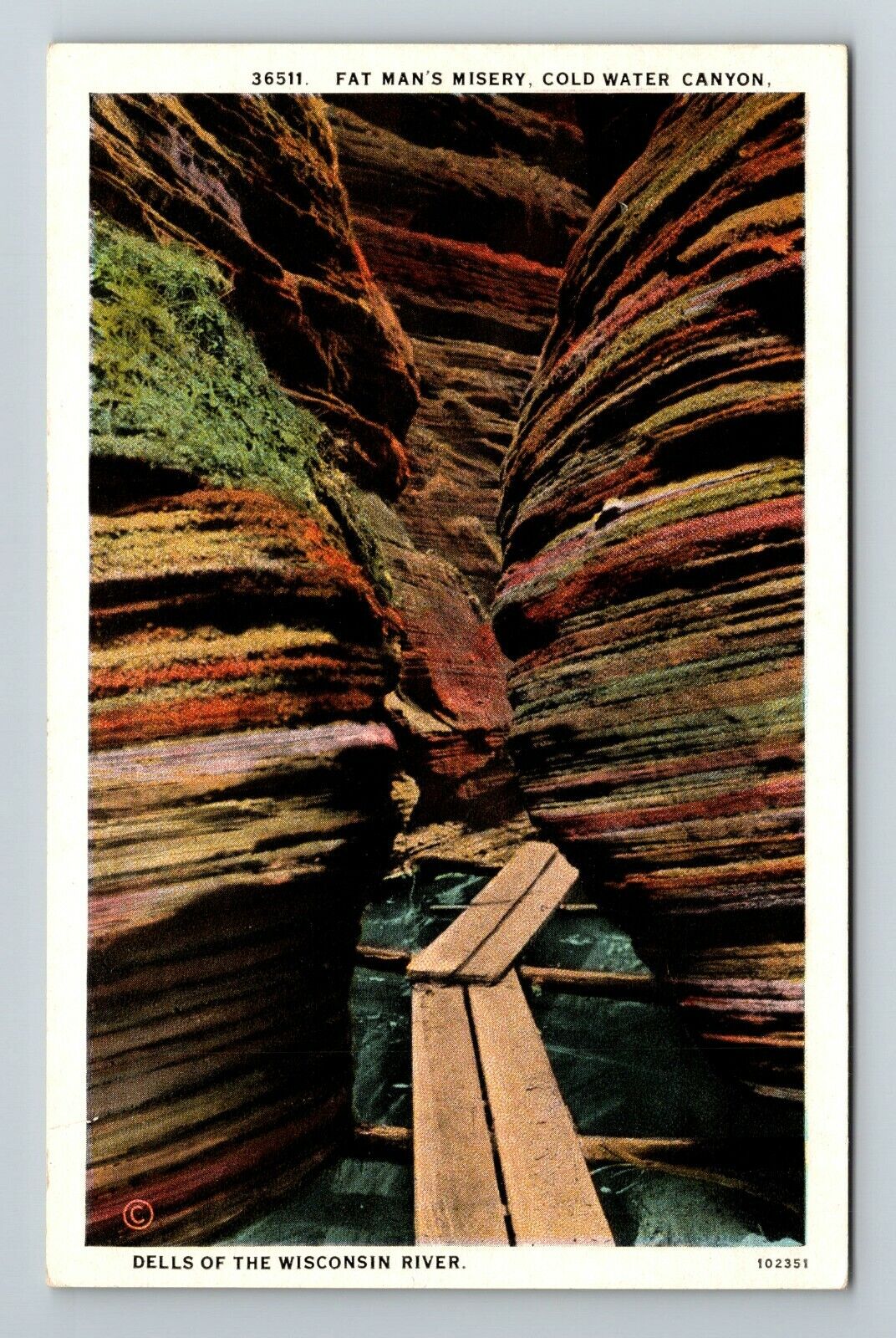 Dells Of WI WI-Wisconsin, Fat Man's Misery, Cold Water Canyon Vintage Postcard