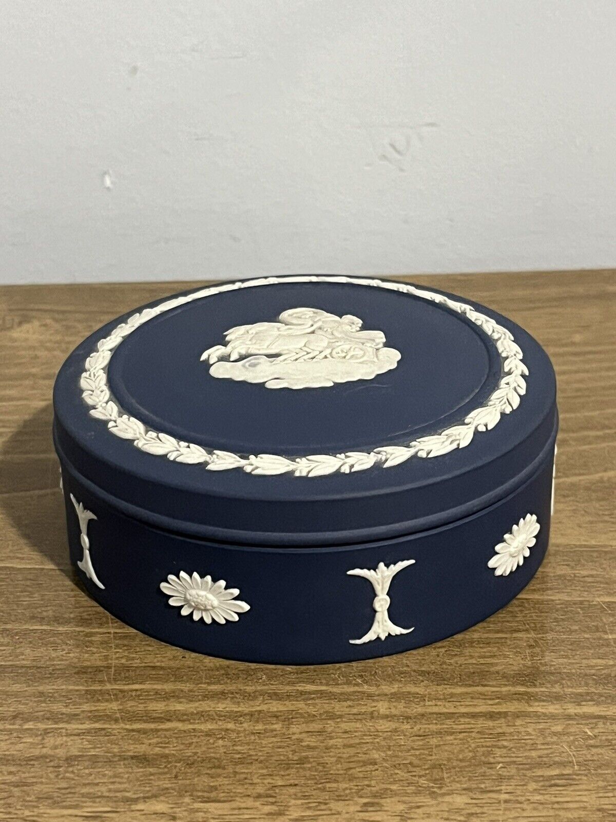 Wedgwood Jasperware Portland Blue Athena Trinket Box
