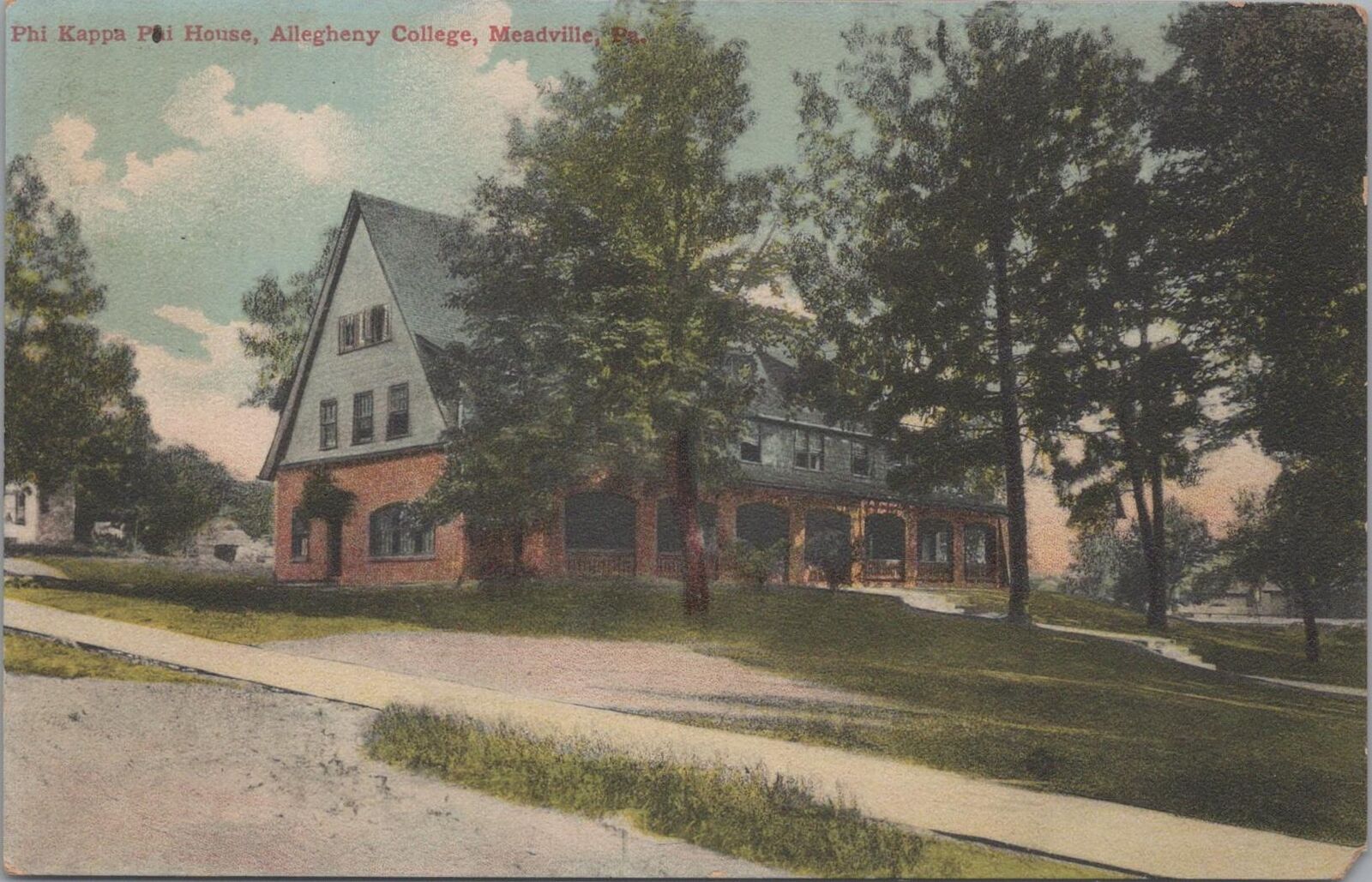 Postcard Phi Kappa Phi House Allegheny College   Meadville PA