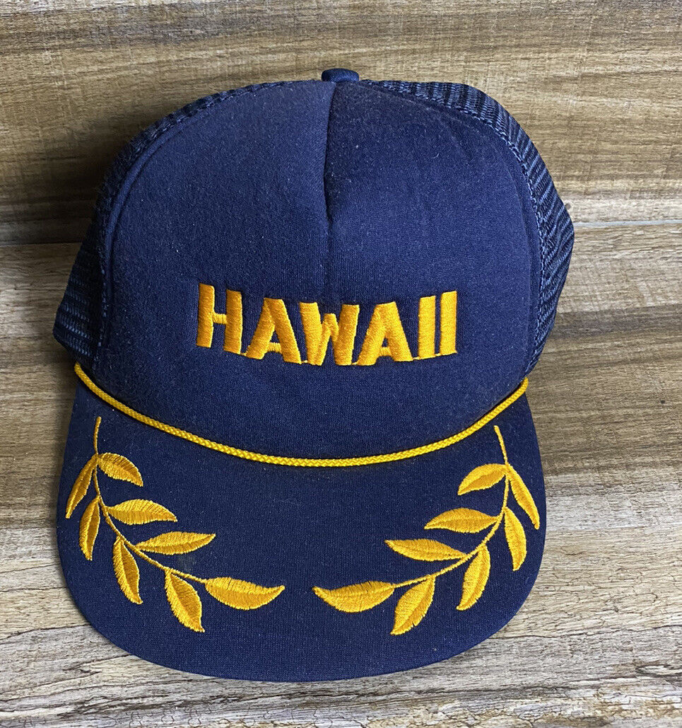 Vintage Hawaiian Headwear Label - HAWAII Leafs (Adjustable Snap Back) Mesh Cap