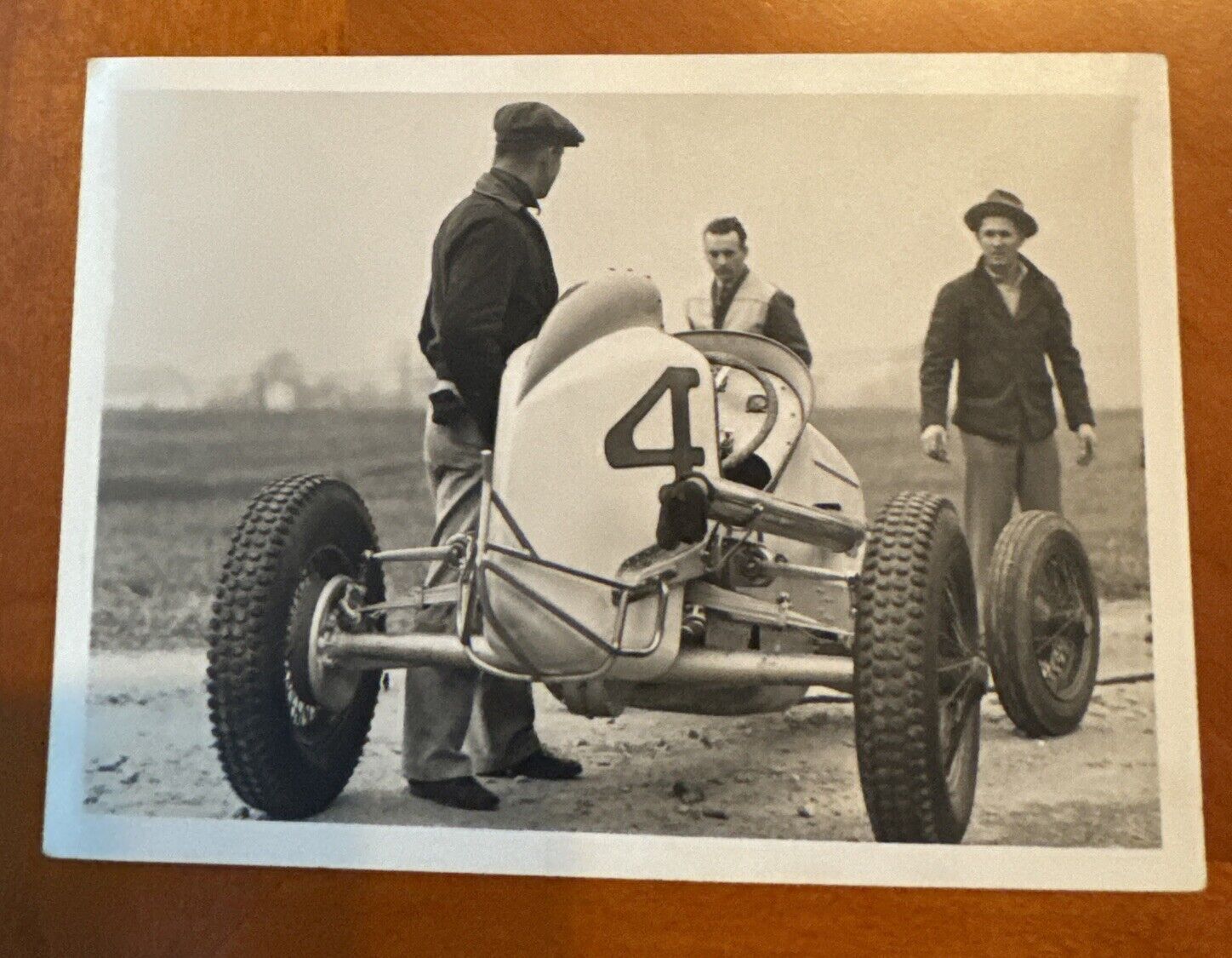 Vintage 1940s Auto Race Photo Print on Cardstock, 5x7