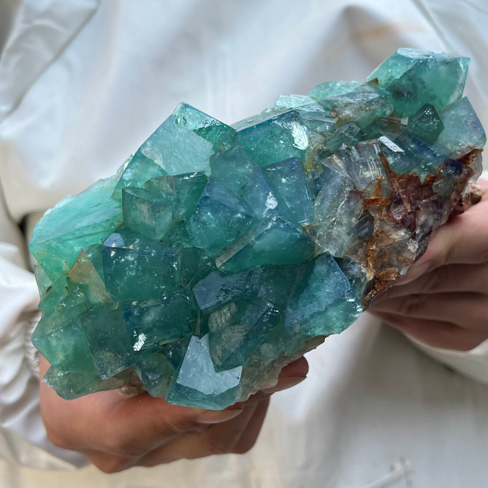 1360g NATURAL Green Cube FLUORITE Quartz Crystal Cluster Mineral Specimen