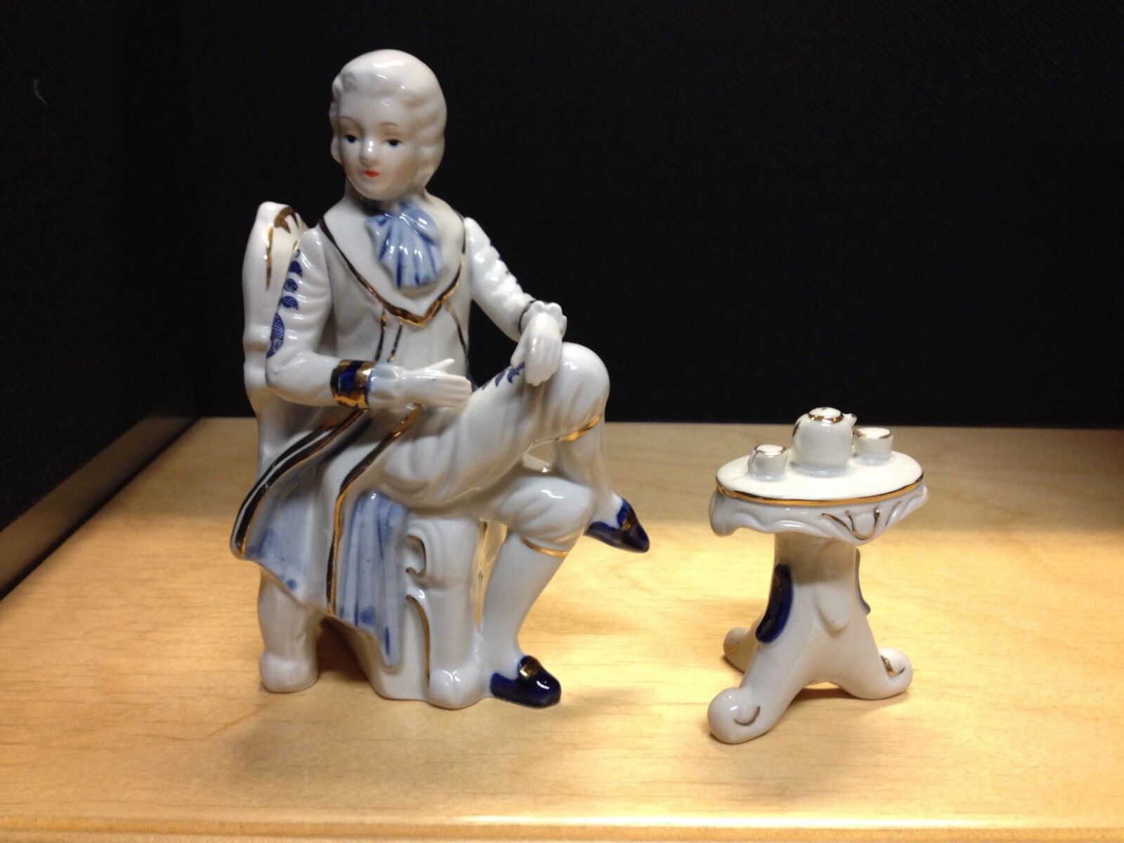 Collectible Vintage Rare Figurine Victorian man at a table  fine  porcelain 