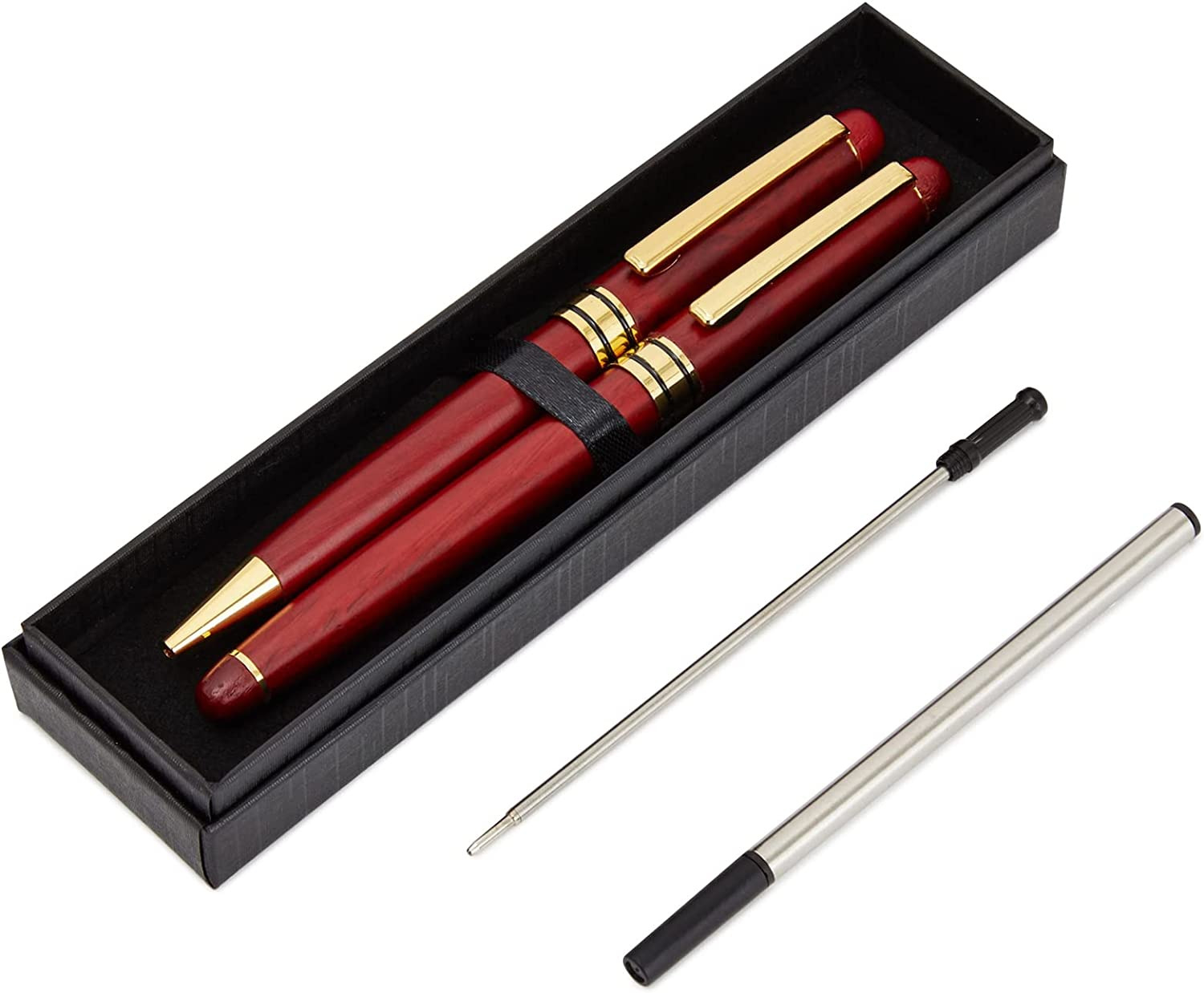 Ballpoint Pen Rosewood Luxury Gift Set of 2 for Men and Women 2 Ink Refills