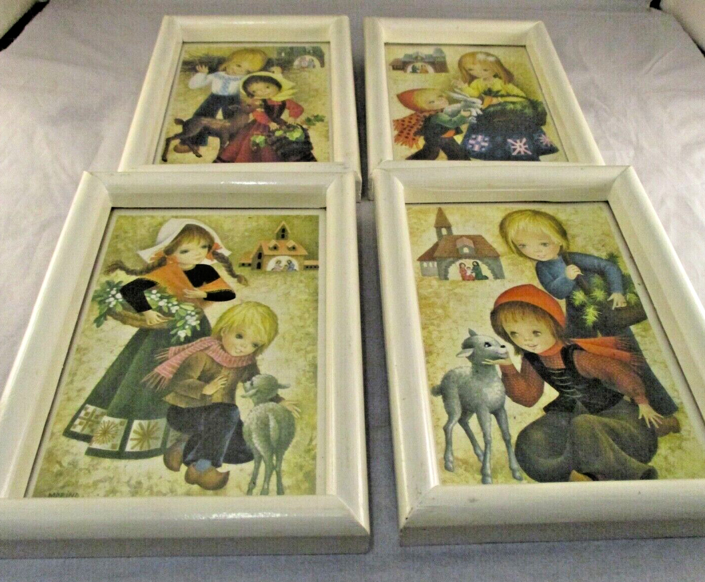 Vintage  Framed Prints Marina Children Shabby Chic / Kitsch Religious Themes x 4