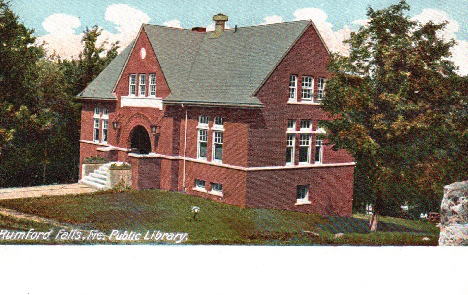 Postcard ME Rumford Falls Maine Public Library Undivided Back Vintage PC f8199