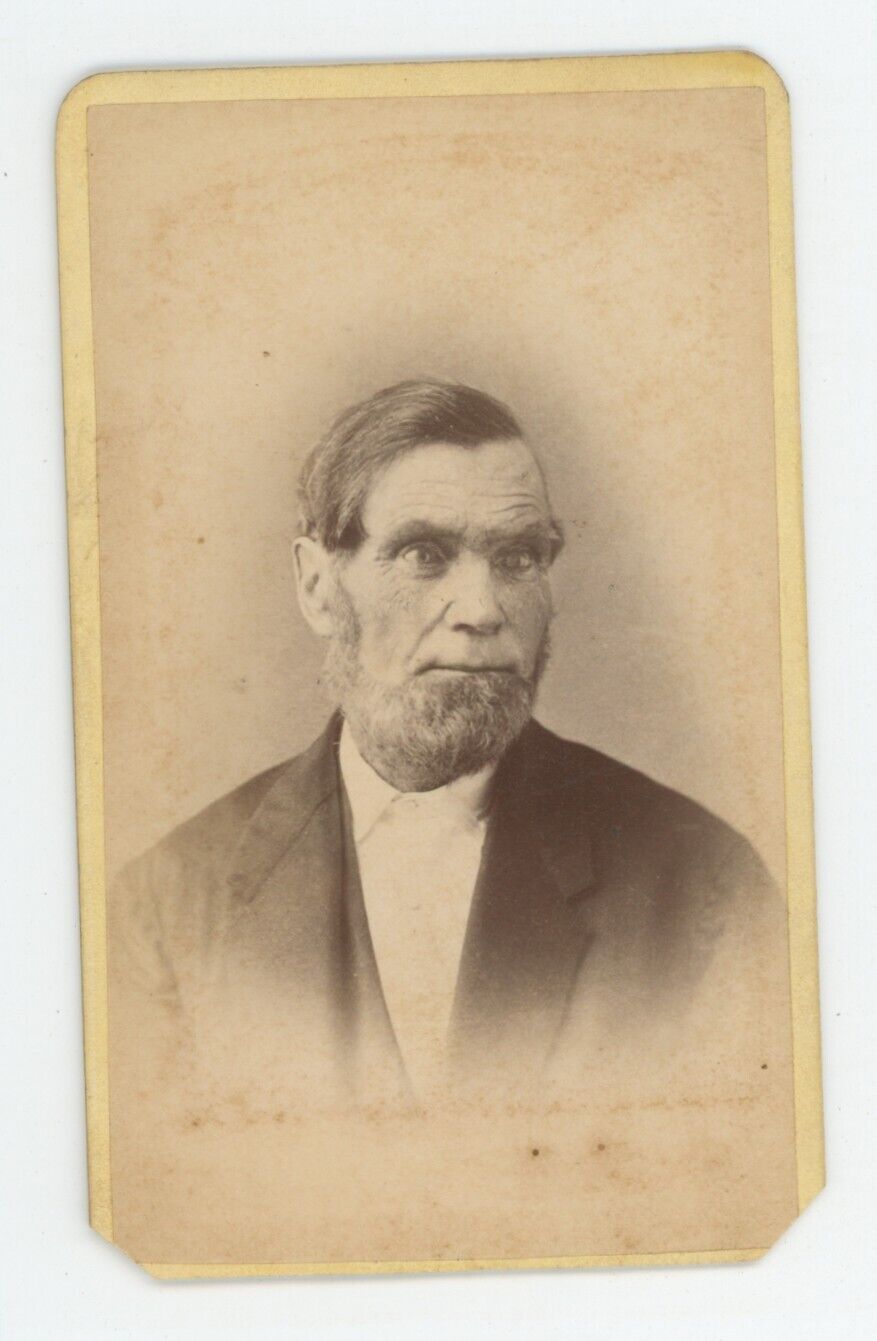 Antique CDV Circa 1870s Rugged Older Man With Chin Beard Bacon Rochester, NY