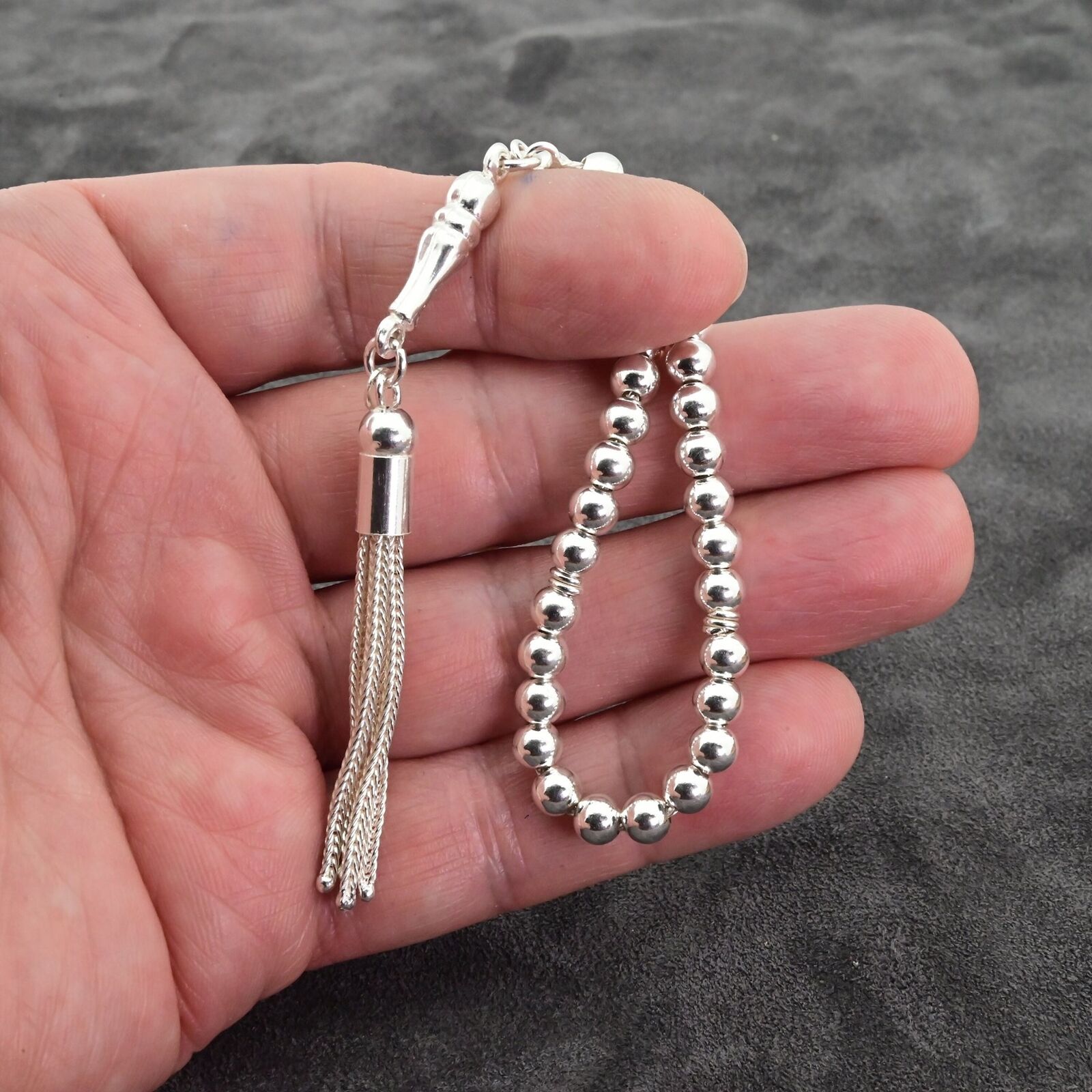 Small (miniature) 925 sterling silver 33 beads Tasbih, Islamic , Misbaha 501131