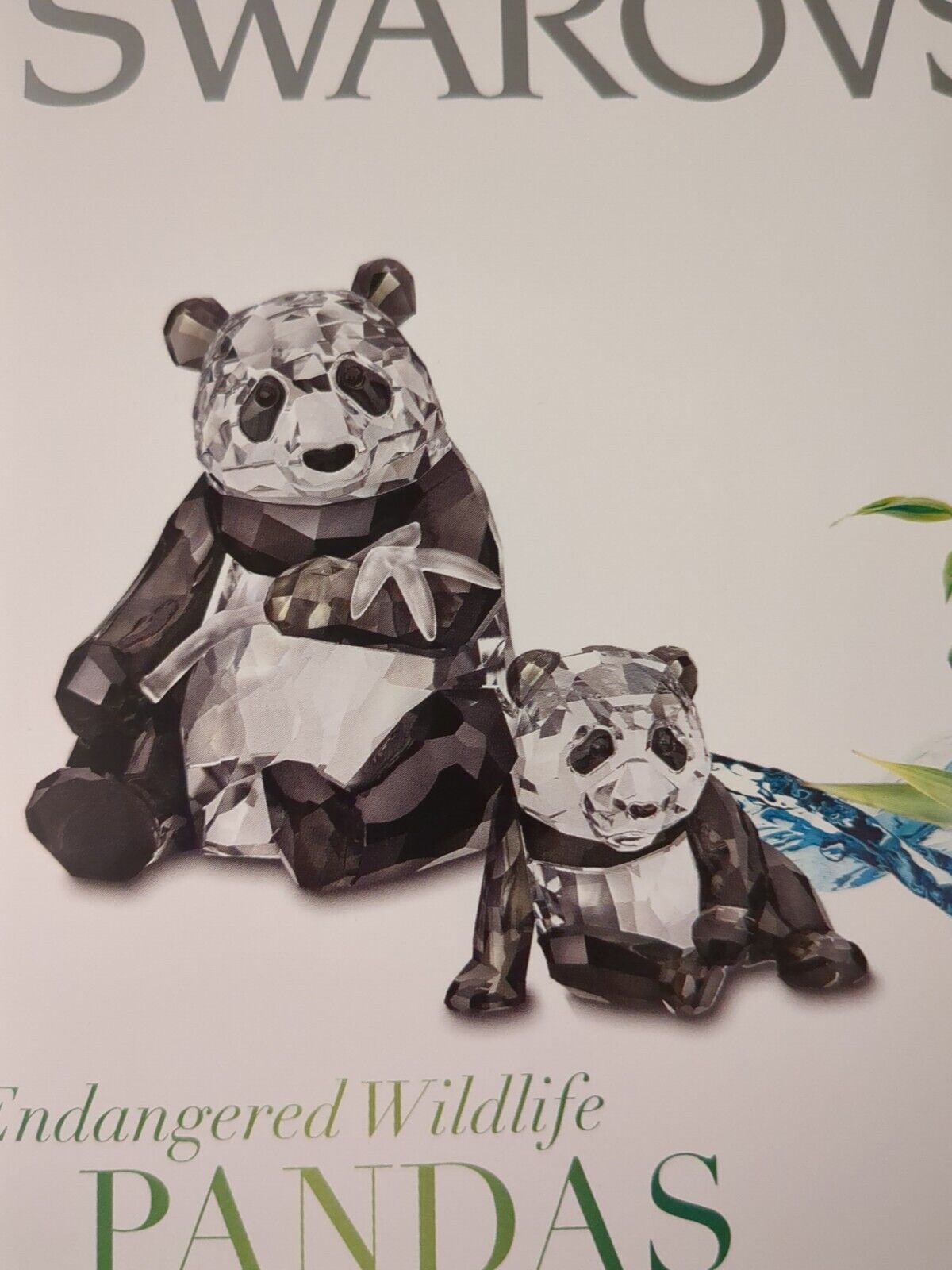 Swarovski Panda Mother and Baby Crystal Figurines SCS 2008 HSE