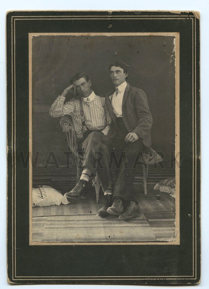 Antique Photo ID'd Men Self Portrait of Photographer Midland Texas 1900s Gay Int