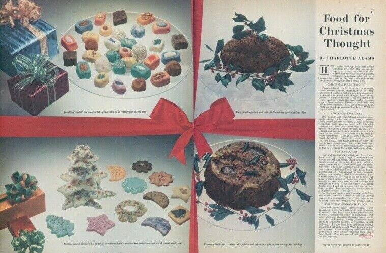 1948 Food Christmas Thought Plum Pudding Fruitcake Cookies Fudge Vtg Print Ad C5