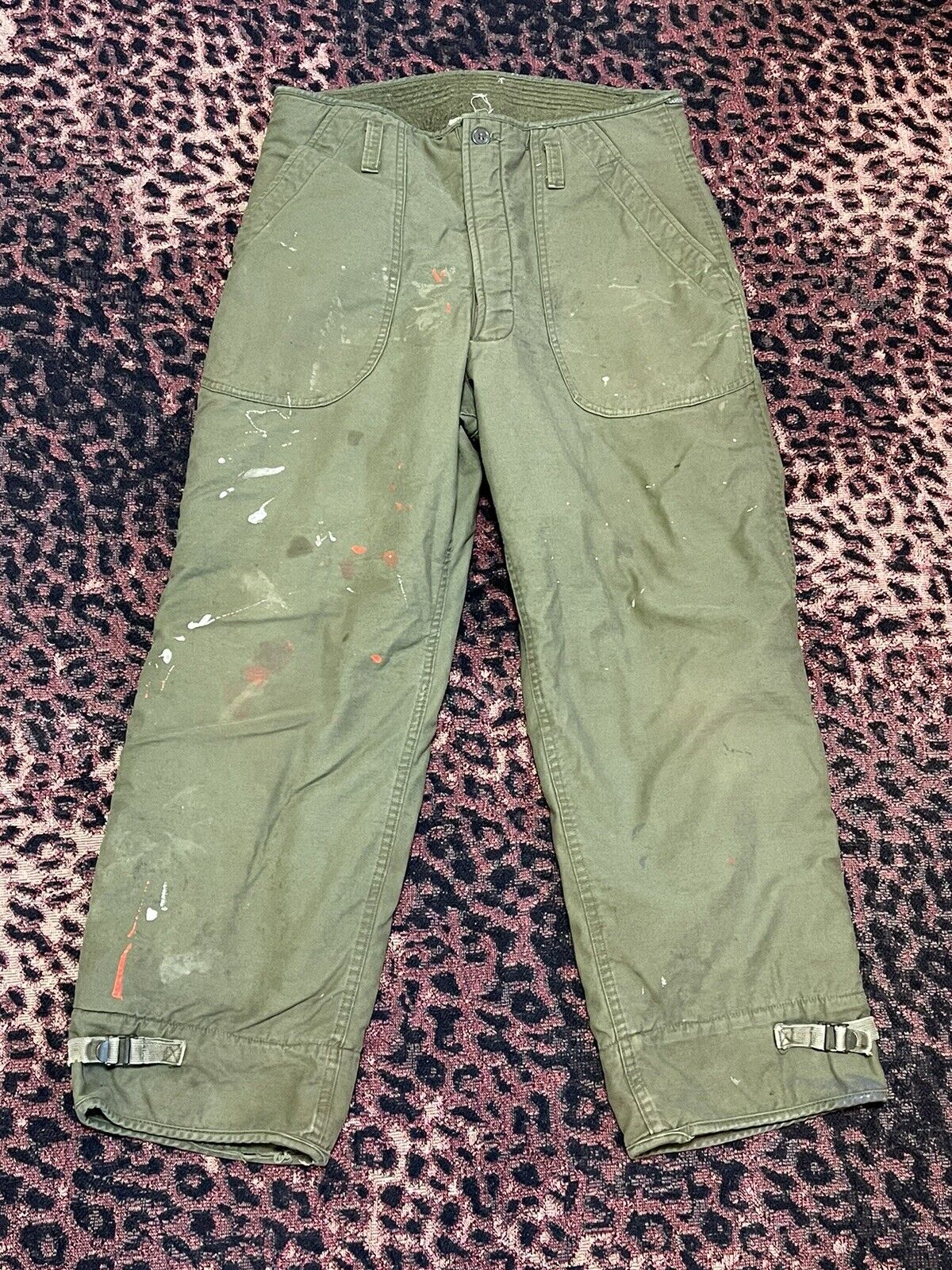 Vintage 70s 77 Extreme Cold Weather ECW Sherpa Lined Military Pants 34x28 Paint