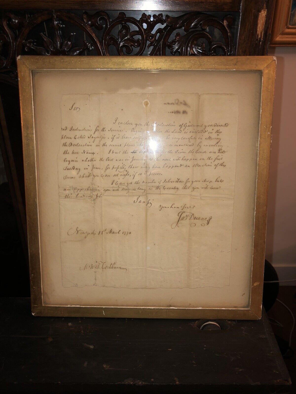 Antique 1776 Colonial American Letter By James Duane- Revolutionary Leader
