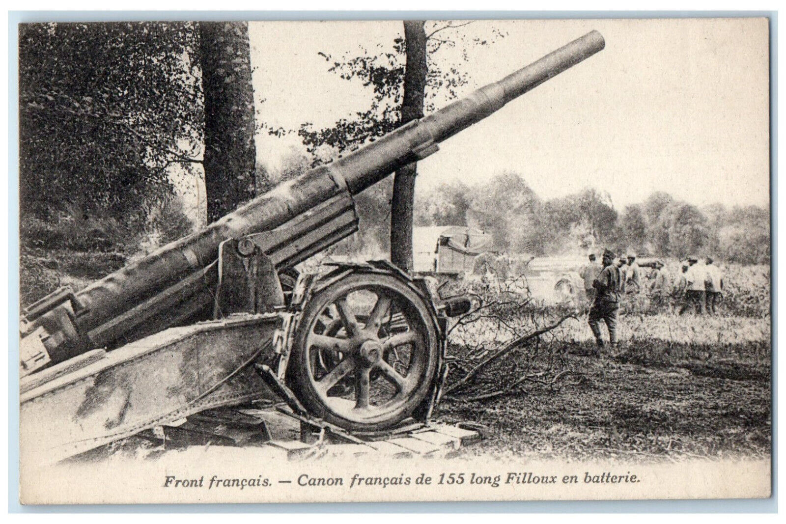 c1910 French Front French Cannon Of 155 Long Filloux In Battery WW1 Postcard