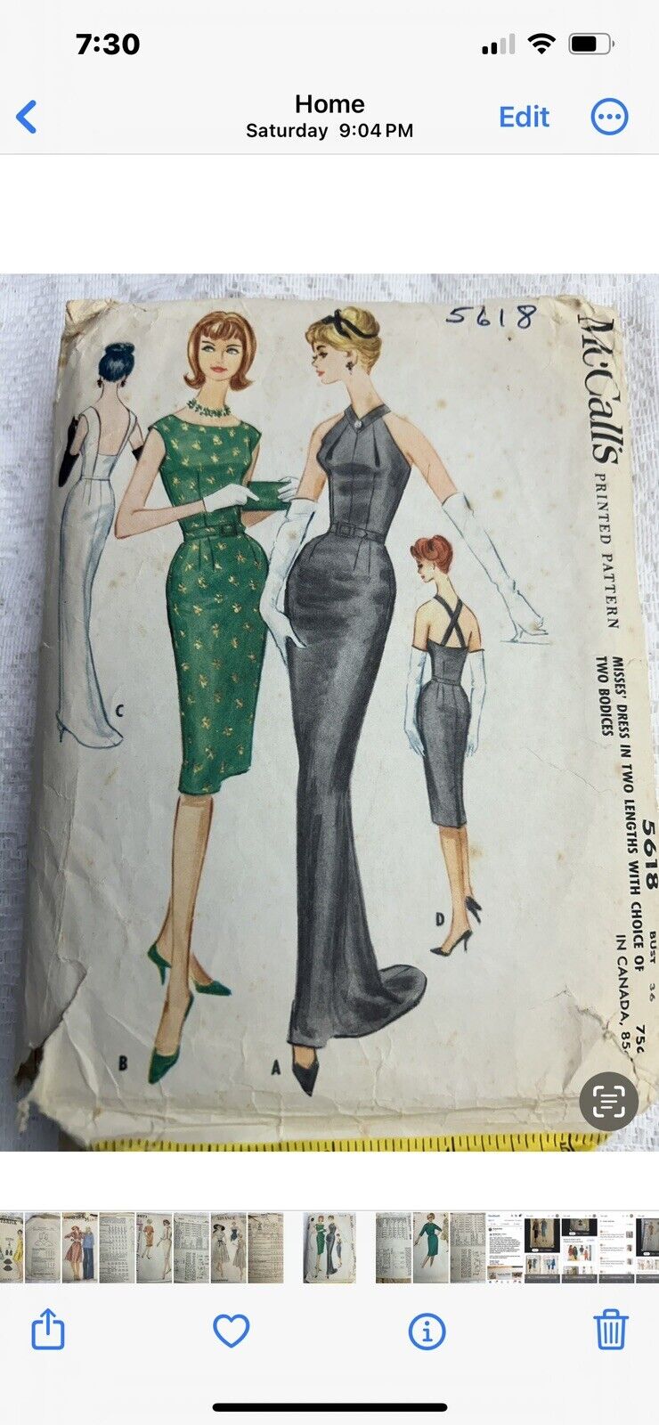 McCall\'s 5618 Vintage 60\'s Audrey Hepburn Evening Dress  Sz 16