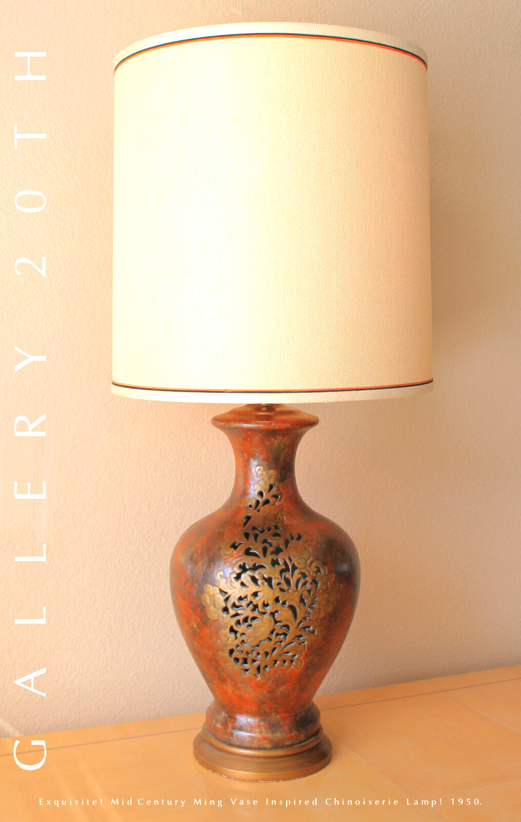 GORGEOUS HOLLYWOOD REGENCY MID CENTURY MODERN CHINESE TABLE LAMP 50\'S VTG MING