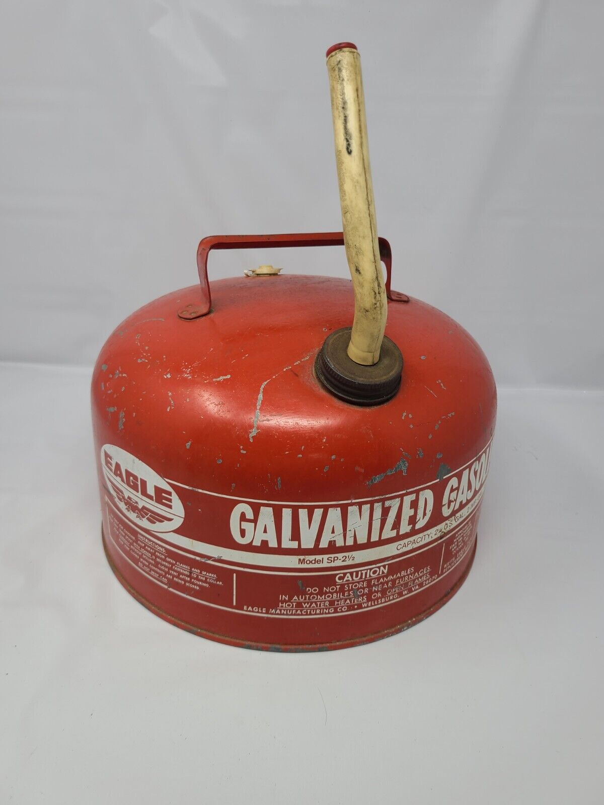 Vintage Eagle 2.5 Gallon Gas Can Red Galvanized Gasoline Can SP-2 1/2 