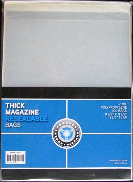 1000 New CSP RESEALABLE Magazine 2mil Polypropylene Bags 8 7/8 X 11 Acid Free