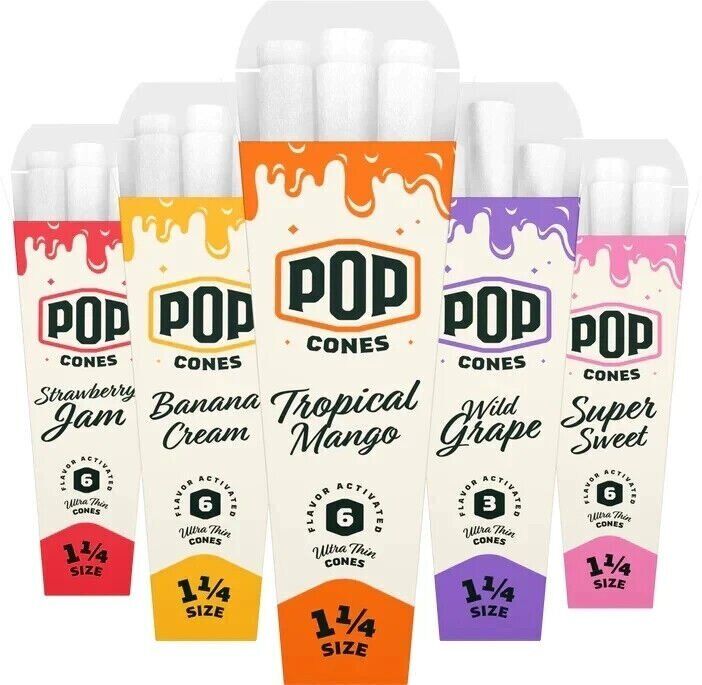 Pop Cones 5 Pack Variety Flavor Ultra Thin Cones - 1 1/4 Size - 6 Cones per Pack