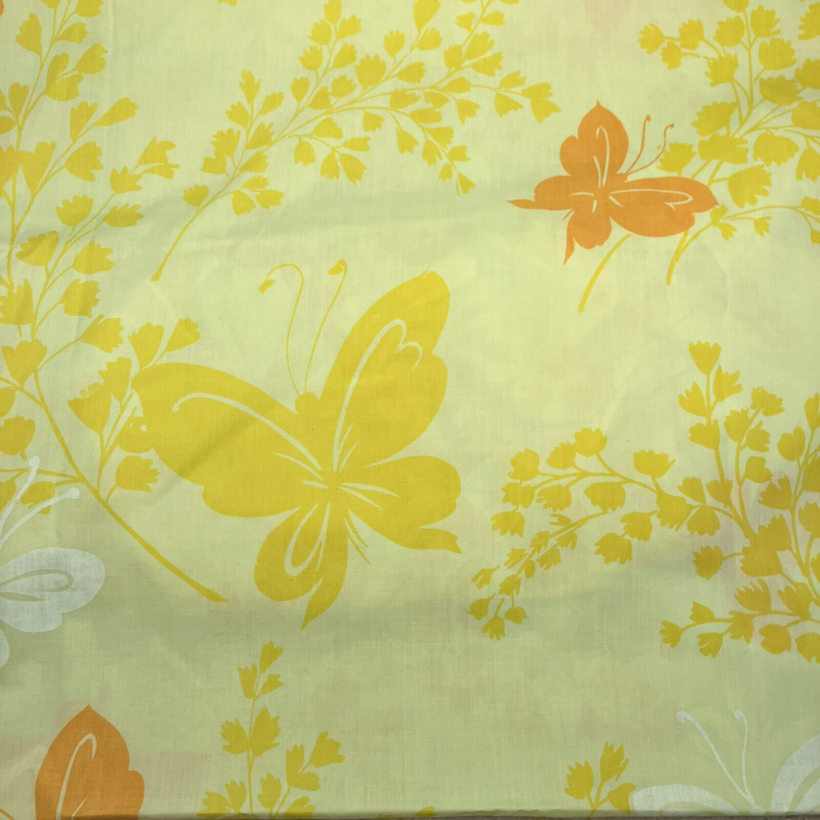 Springmaid Twin Fitted Sheet Vintage Mariposa Butterfly Yellow 1970’s