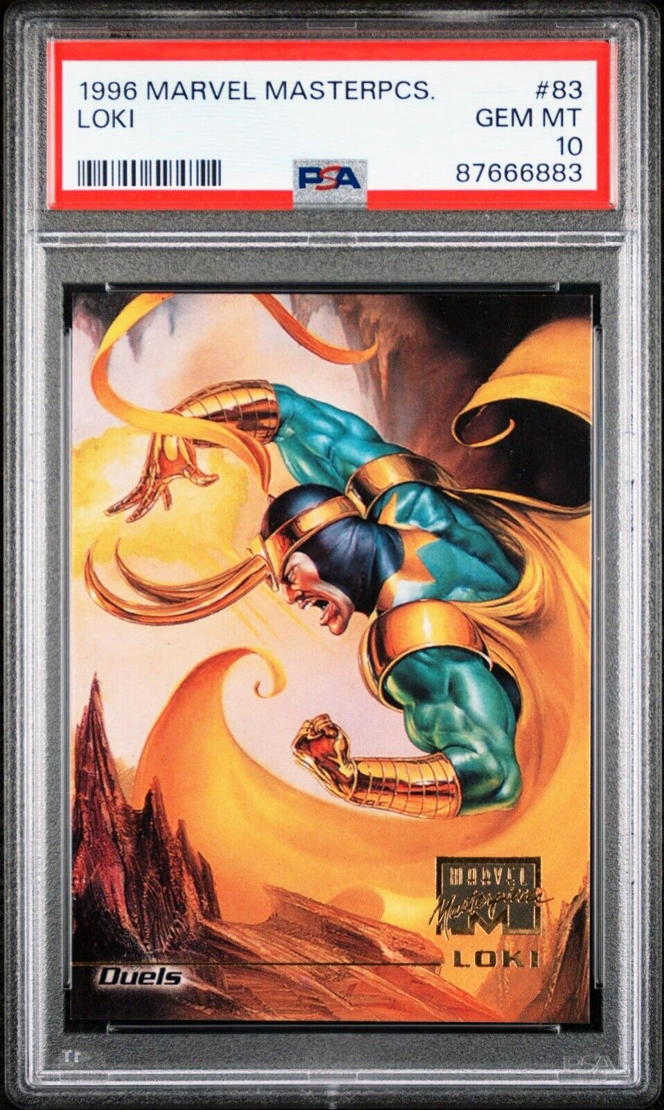 PSA 10 GEM 💎 MINT 1996 Marvel Masterpieces Duels  Loki #44 Low Pop 1 of Only 5