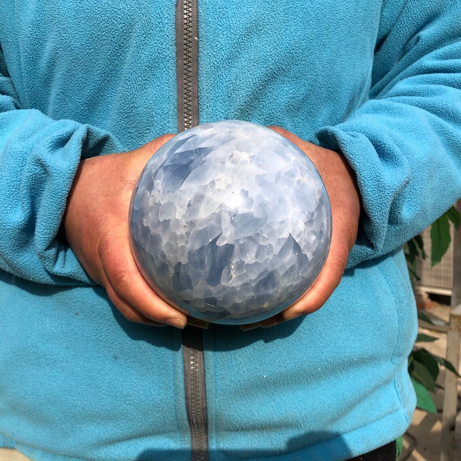 5.7 LB Natural Blue Calcite Quartz Sphere Crystal Ball Mineral - Madagascar