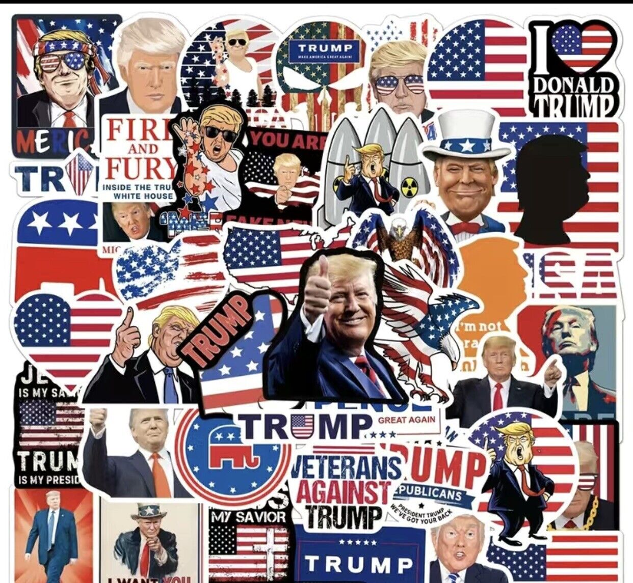50pcs Donald Trump 2024 President personality Stickers Car Bumper/Republican
