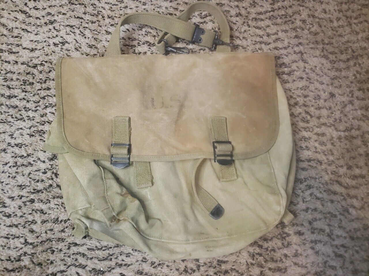 Vintage original WW2 US Army Field Musette Bag, 1943, Atlantic Products Corp.
