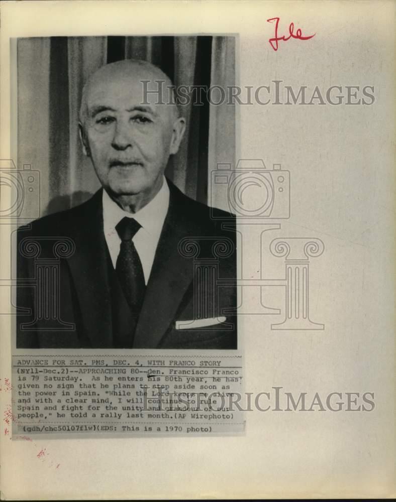 1970 Press Photo General Francisco Franco in Spain - hcw16370