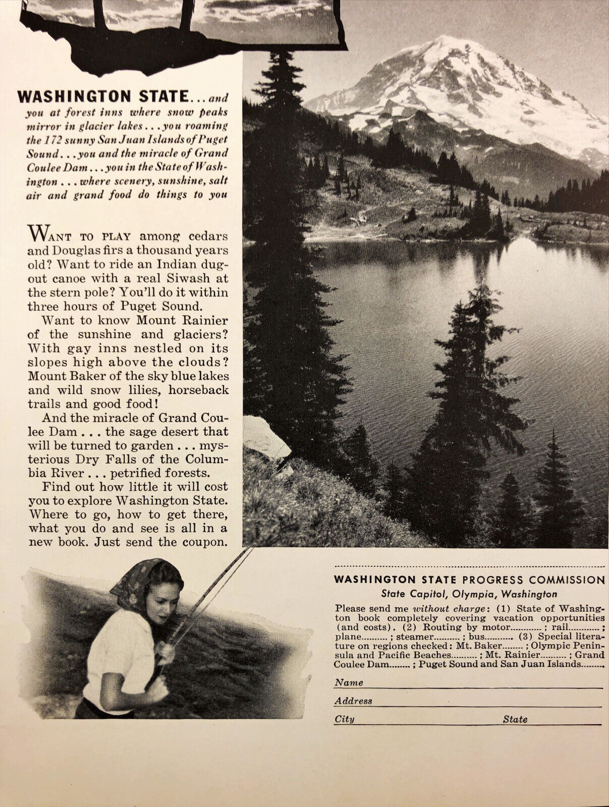 1938 Washington State Progress Commission Last Frontier Vintage Print Ad