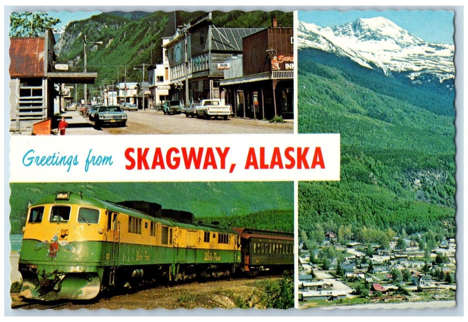 Skagway Alaska Postcard Gateway Klondike White Pass Yukon Railroad c1960 Vintage