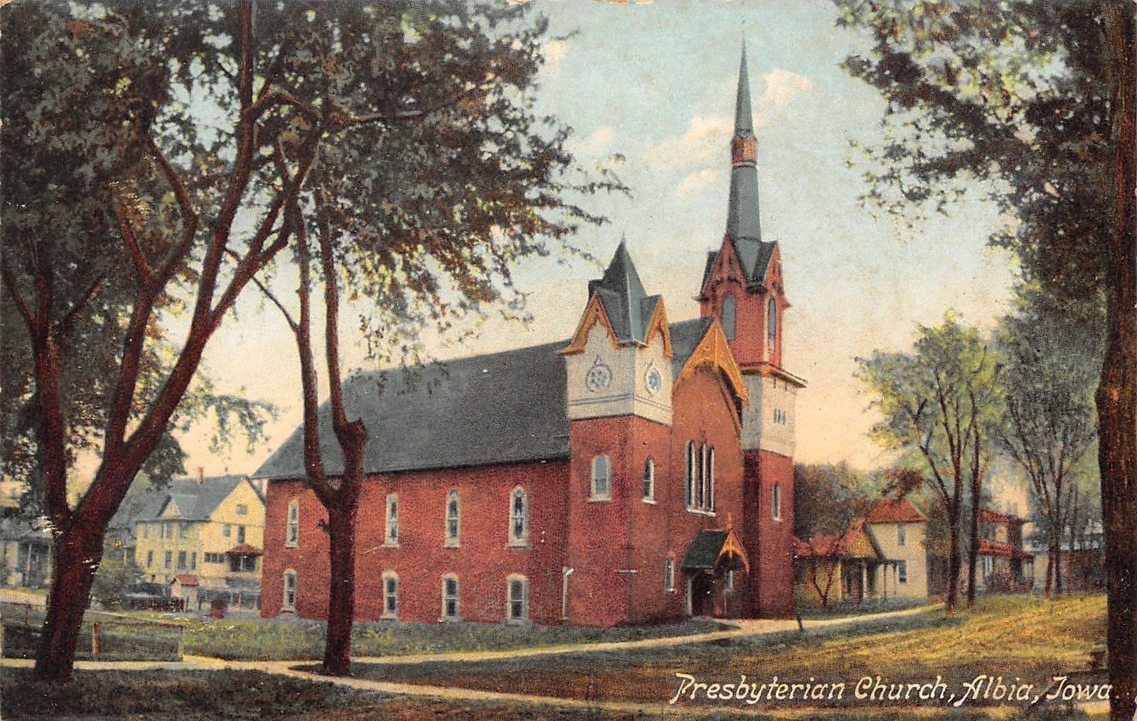 Albia Iowa~Presbyterian Church~Wonderful Artistic Steeples, Tall & Short c1910