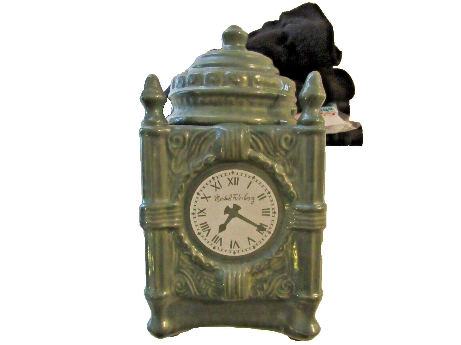 RARE Vintage Marshall Field\'s & Co. Green State St Clock Cookie/Candy Jar
