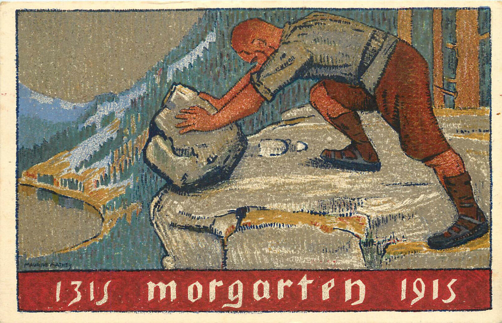 1915 Postcard Swiss Commemoration 600 year Aniversary of Battle of Morgarten 