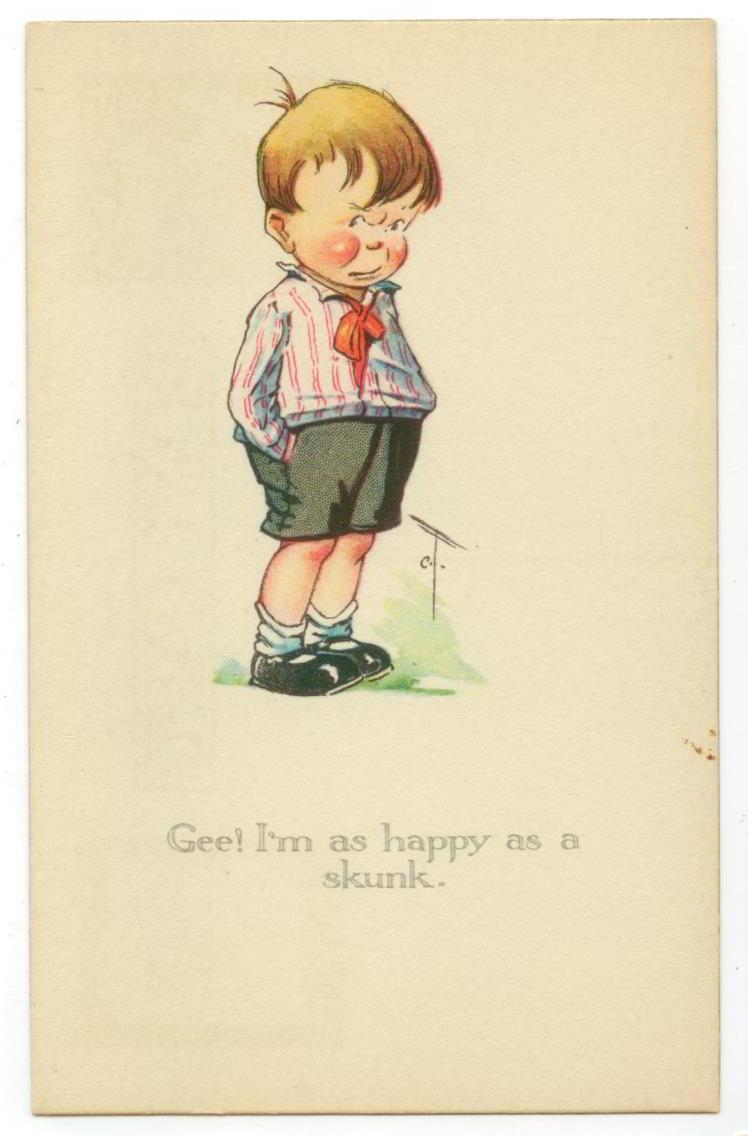c1910 little boy quite disappointed - Gee I\'m as happy as a skunk - Twelvetrees