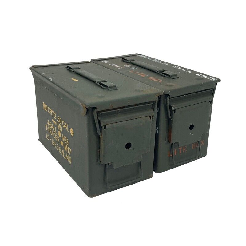 2 CANS Grade 2  50 cal empty ammo cans  