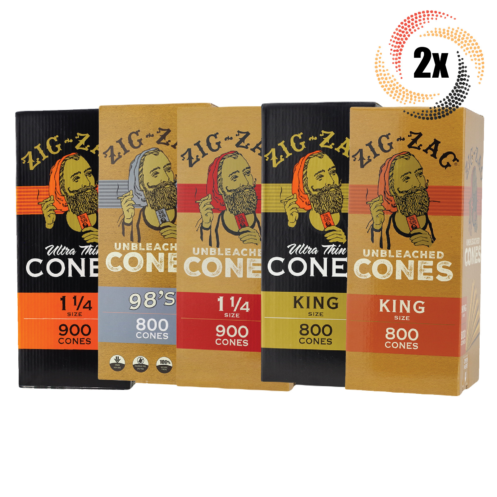 2x Boxes Raw Pre Rolled Paper Cones | Variety Sizes | Mix & Match Sizes