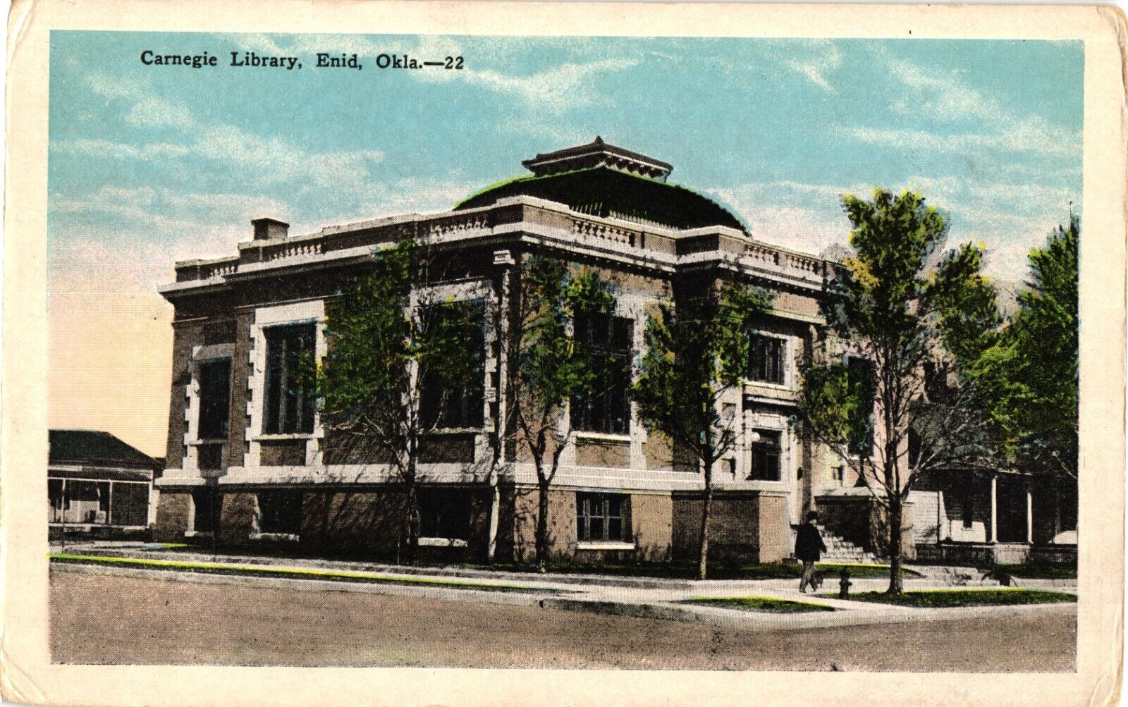 Carnegie Library Enid Oklahoma White Border Unused Postcard 1920s
