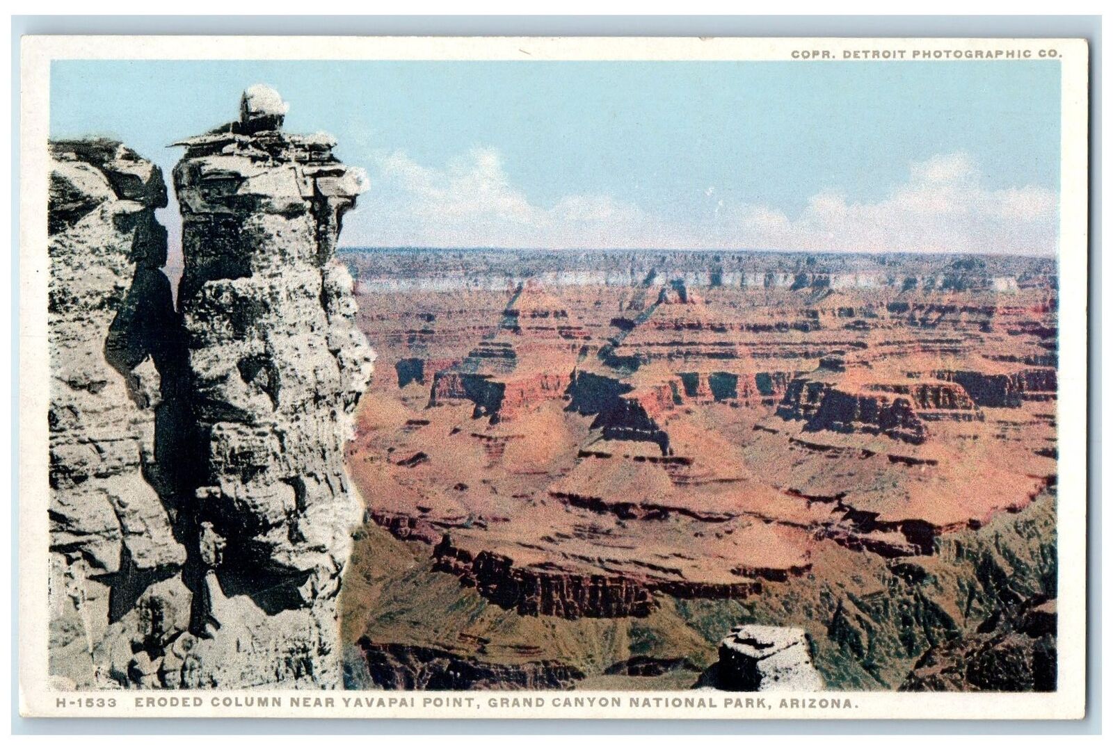 c1920 Eroded Column Near Yavapai Point Grand Canyon National Park AZ Postcard