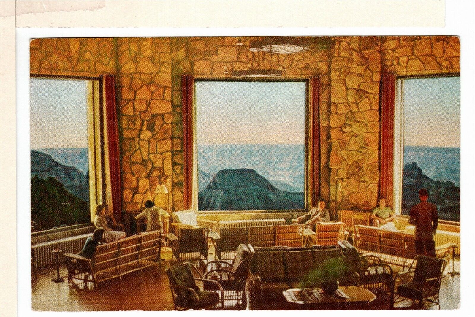 Grand Canyon AZ Chrome Postcard Interior View of Sunroom Grand Canyon Lodge-DB2