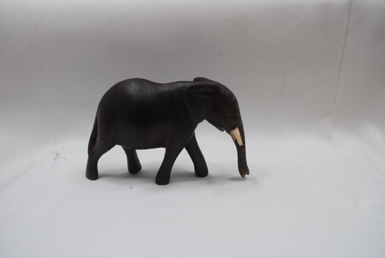 Hand Carved Wooden Elephant with Tusks - approx 3.5\