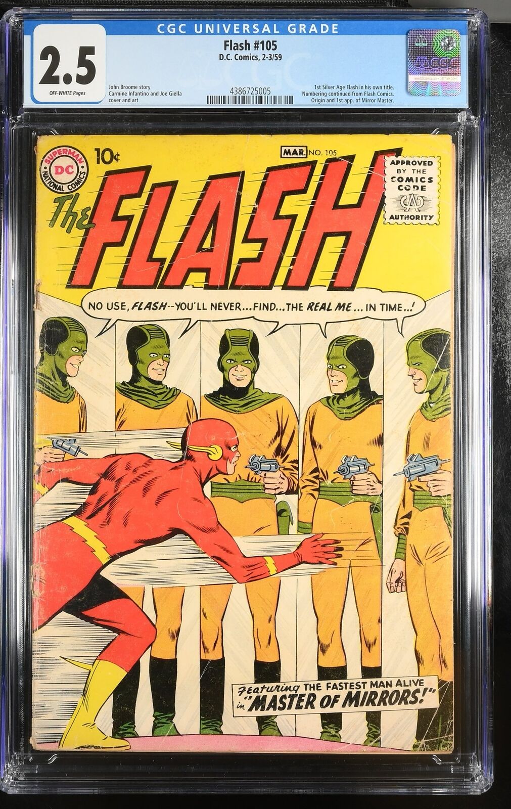 Flash #105 CGC GD+ 2.5 1st Silver Age Flash Own Title First Mirror Master