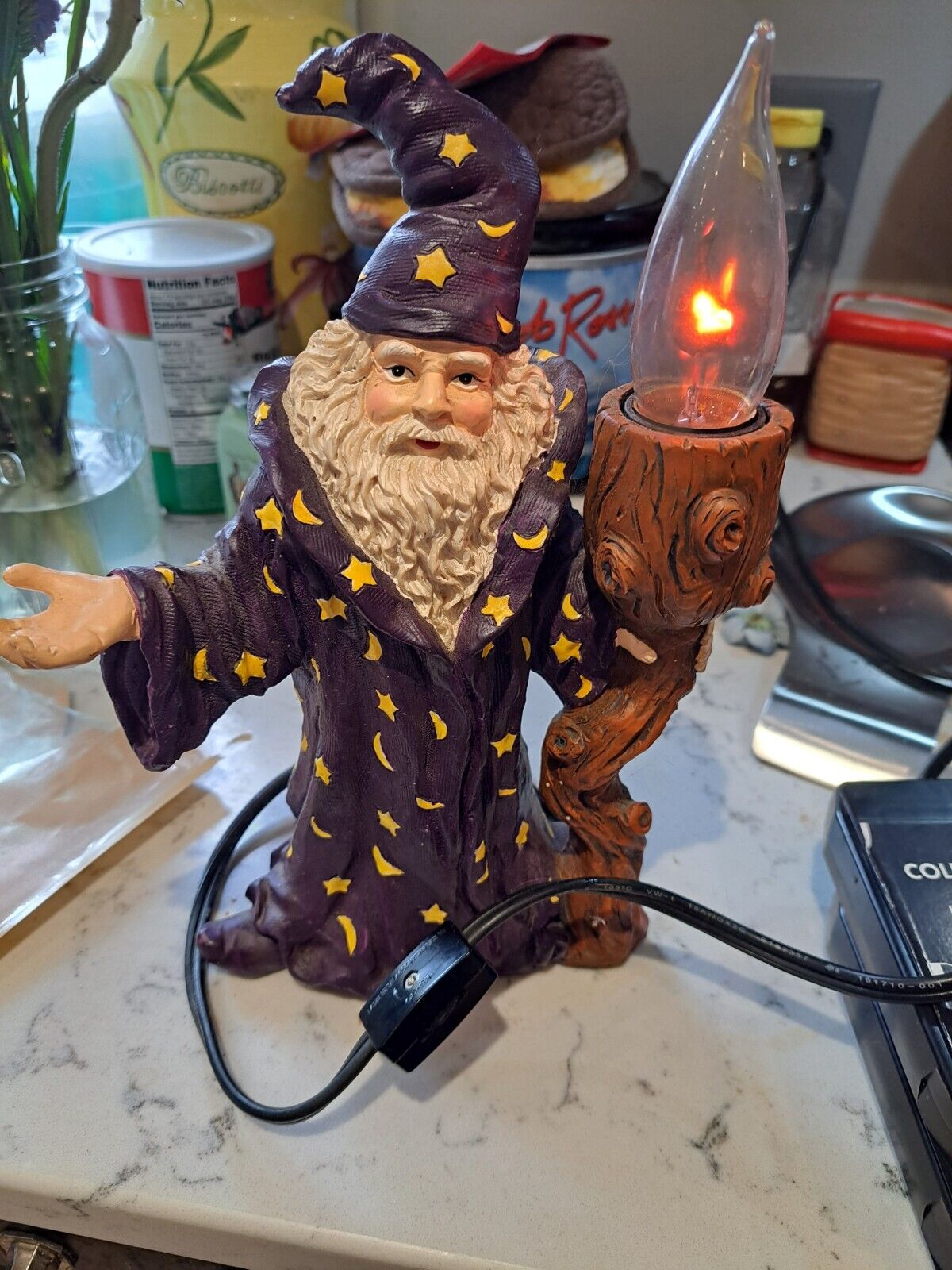 1999 Adams Apple Wizard Candle Stick Holder HTF NICE With Working Bulb