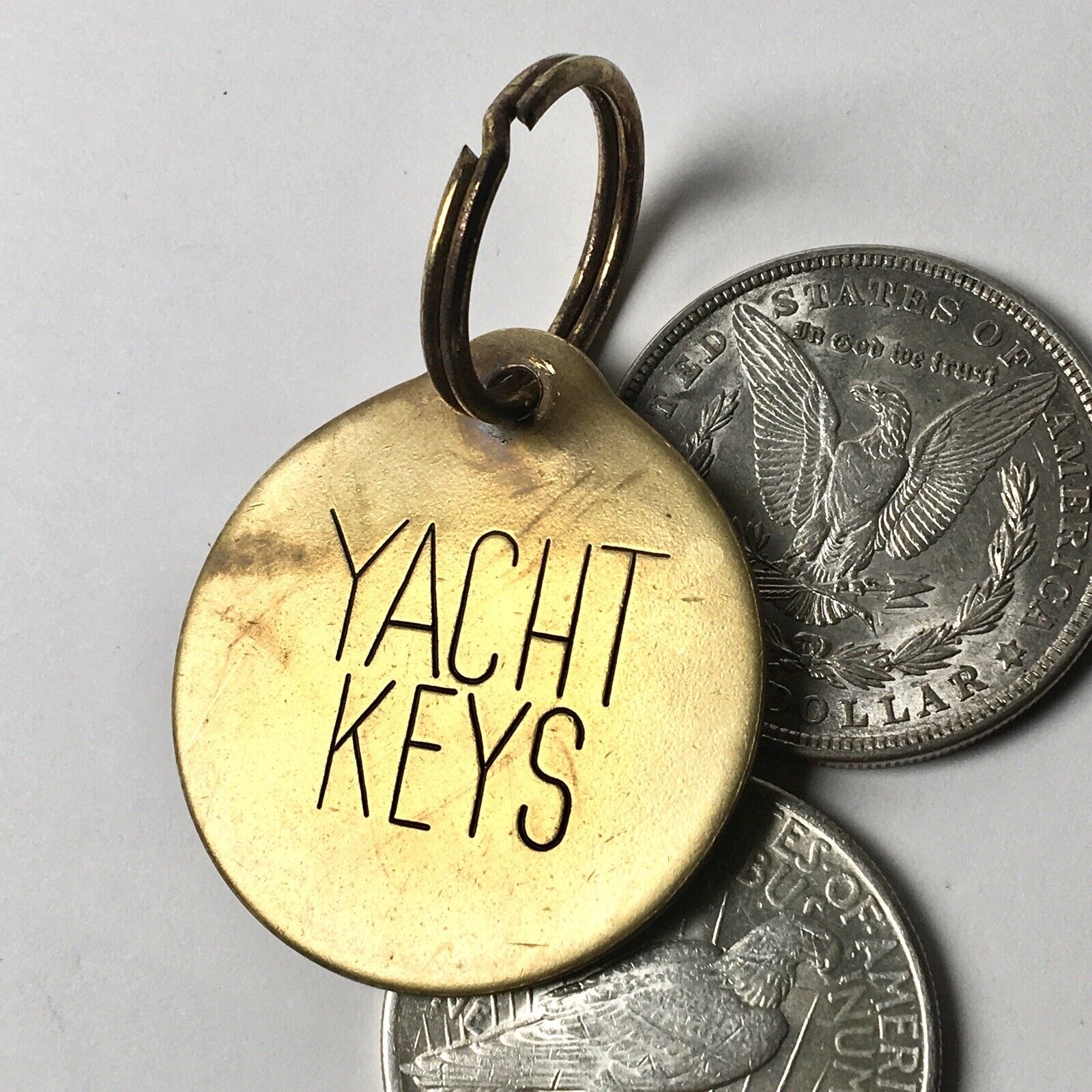 Vintage Brass Color Key Charm Sailing Trinket 