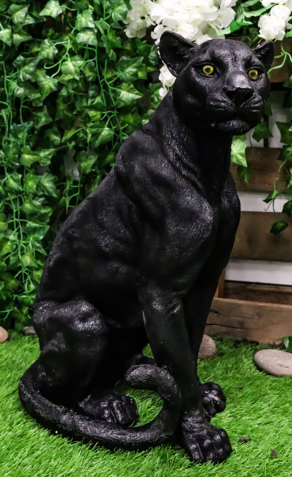 Ebros Realistic Large Black Ghost Panther Jaguar Hunter 20\